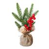 25cm Mini Christmas Tree with Pine Needles, Red Berries, and Acorns for Desktop or Window Decoration