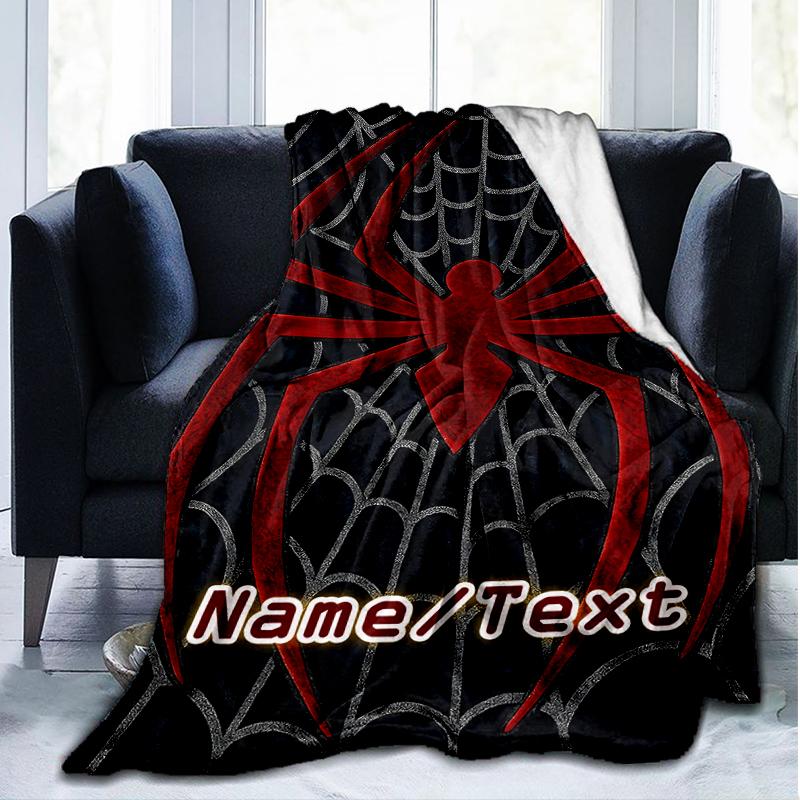 1PC Custom Name Spider Web Outdooor Flannel Blankets Throw Blanket All-Season Throw Gift Bedspread for Couch, Bed, Camping Holiday Birthda