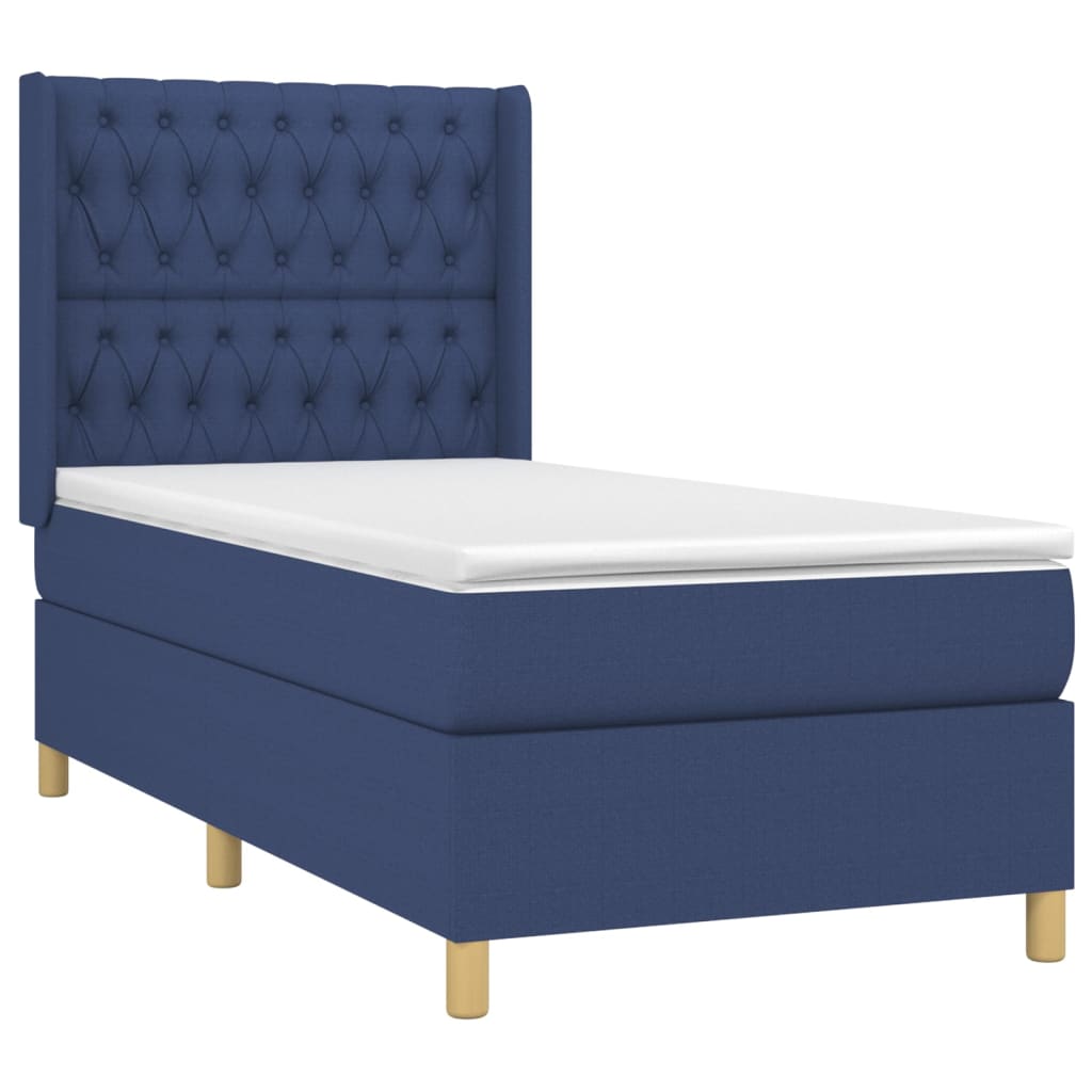 Box Spring Bed with Mattress Blue 100x200 cm Fabric