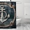 Nautical Anchor and Rope Shower Curtain , Durable Polyester, Machine Washable, with Hooks, Marine-Themed Bathroom Decor
