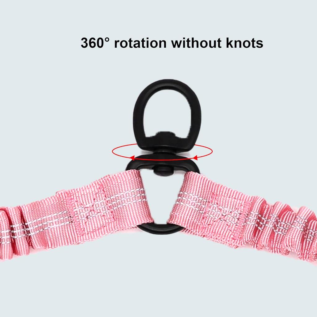 BAOBOTE Pet Double Dog Leash, Shock Absorbing Reflective Bungee Lead Walk 2 Dogs with Ease, 360° Swivel No Tangle Double Dog Walking & Training