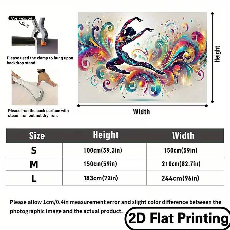2D Vibrant Ballerina Silhouette Decoration Backdrop for Dance Studio