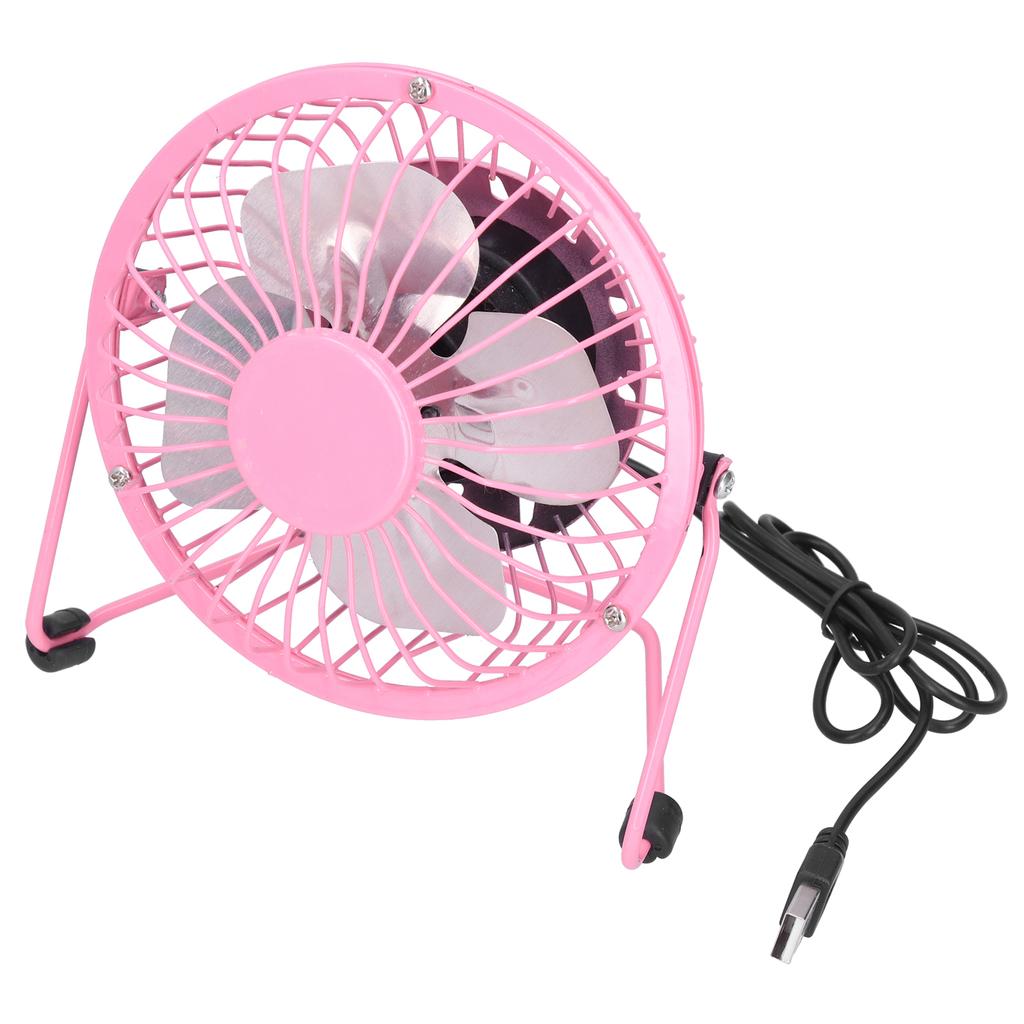 Mini Fan USB Portable Silent Aluminum Blade Home Office Desk Desktop Iron Crafts FansPink