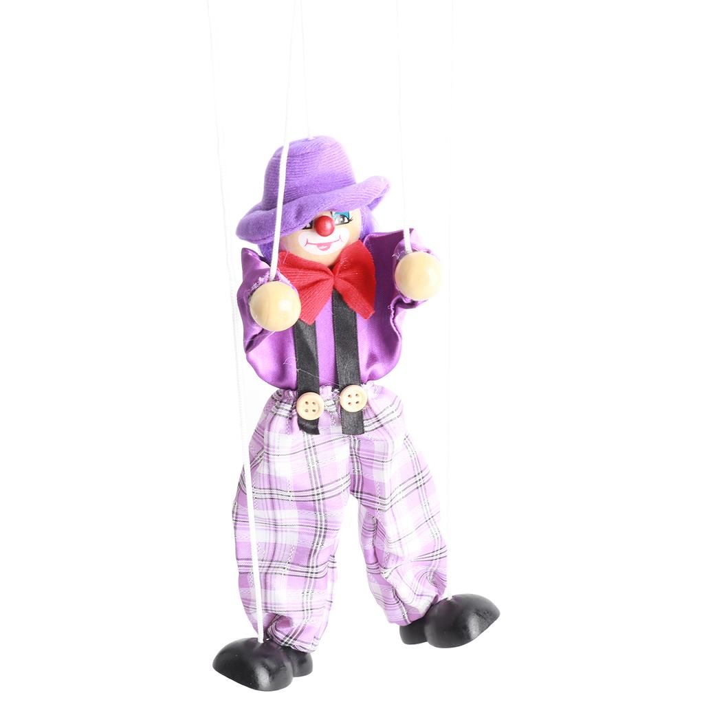 Lustige Bunte Ziehtheaterpuppe Vintage Clown Holzmarionette Handwerksspielzeug Gelenkbewegung