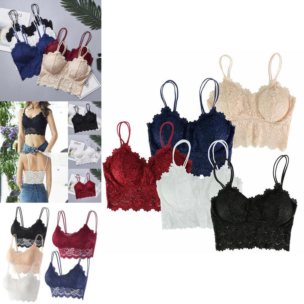 Women's Backless Lace Floral Bralette Crop Top With Padded Comfort**