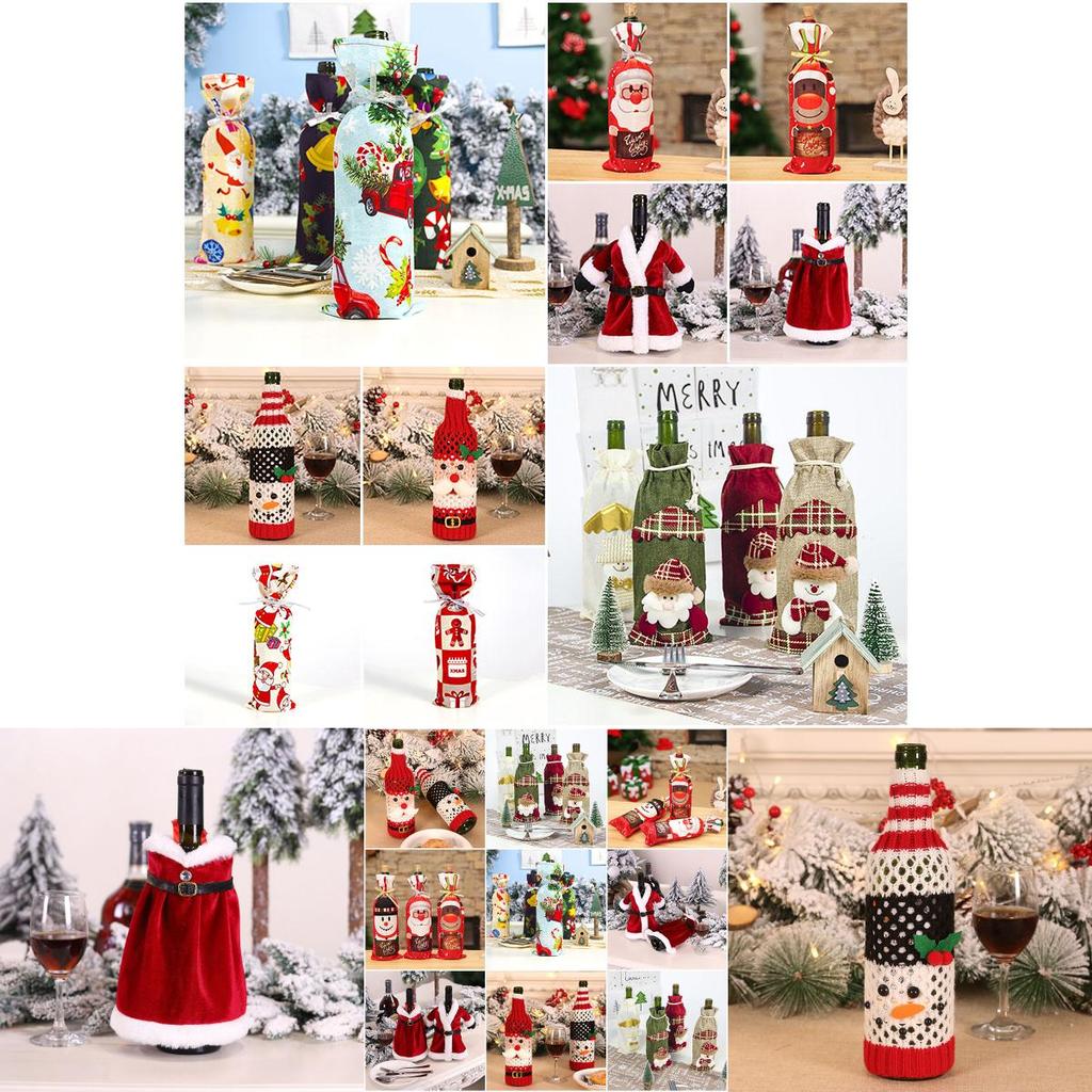 Festive Christmas Wine Bottle Gift Bags With Sequins For A Vibrant Holiday Table
