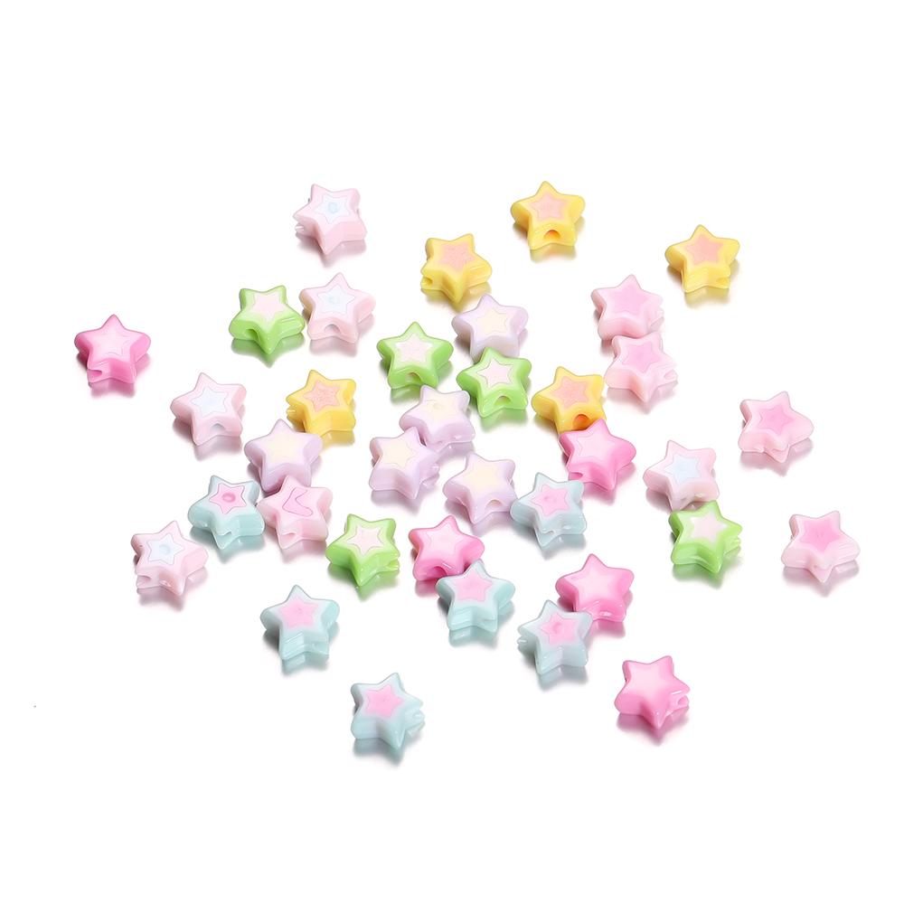 50/100pcs 9*9.5mm Colourful Five-pointed Star Acrylic Loose Spacer Beads for Jewelry Making DIY Handmade Bracelets Accessories