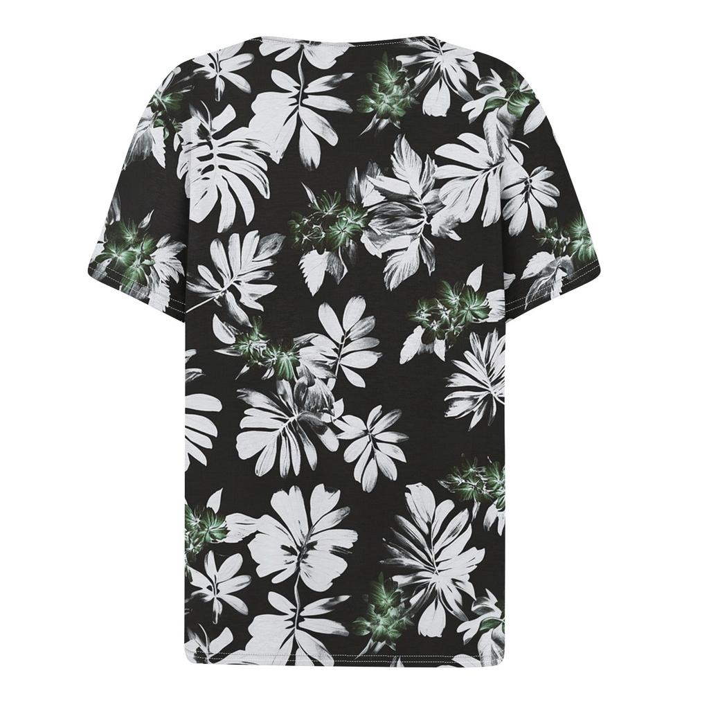 Women's T Shirt Tee Print Button Short Sleeve Daily Weekend Fashion Basic V- Neck Regular Top