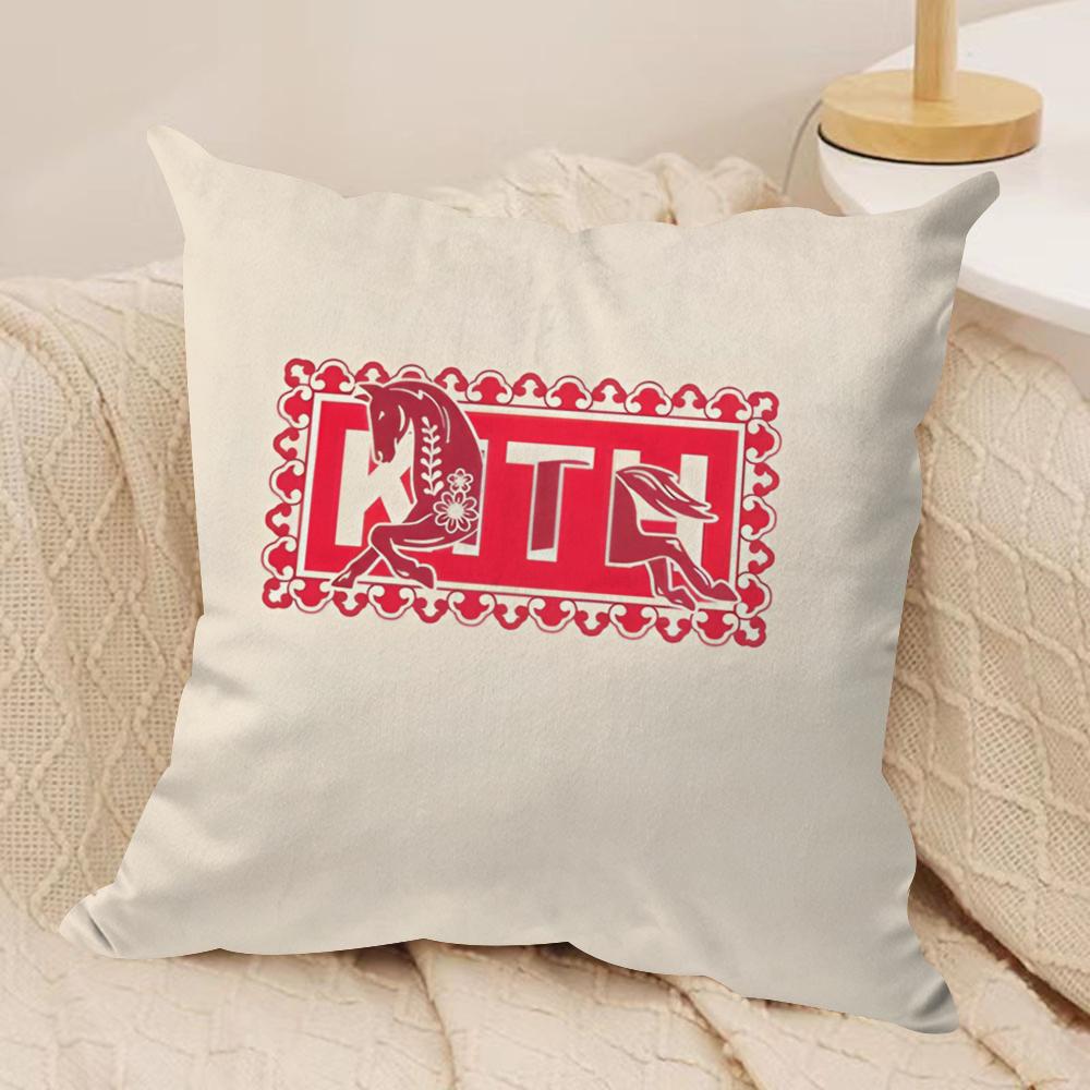 Classic Logo KKITH Cushion Cover Short Plush Doublesided Print Square Throw Pillow Covers Sofa Home Cushion Decor