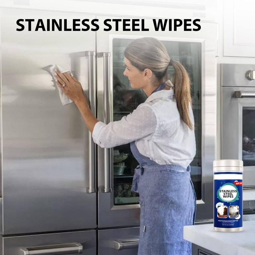 40pcs /80Pcs Convenient Cleaning Wipes All Purpose Stainless Steel Wipes Cleaning Wipes Easily Remove Grease Water Marks