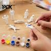 Artist Blank Canvas 8Pcs Paintable 3D Printed Chameleon Figurines, DIY Unpainted White Creative Hobby Craft Model Kit with Painting Brushes,