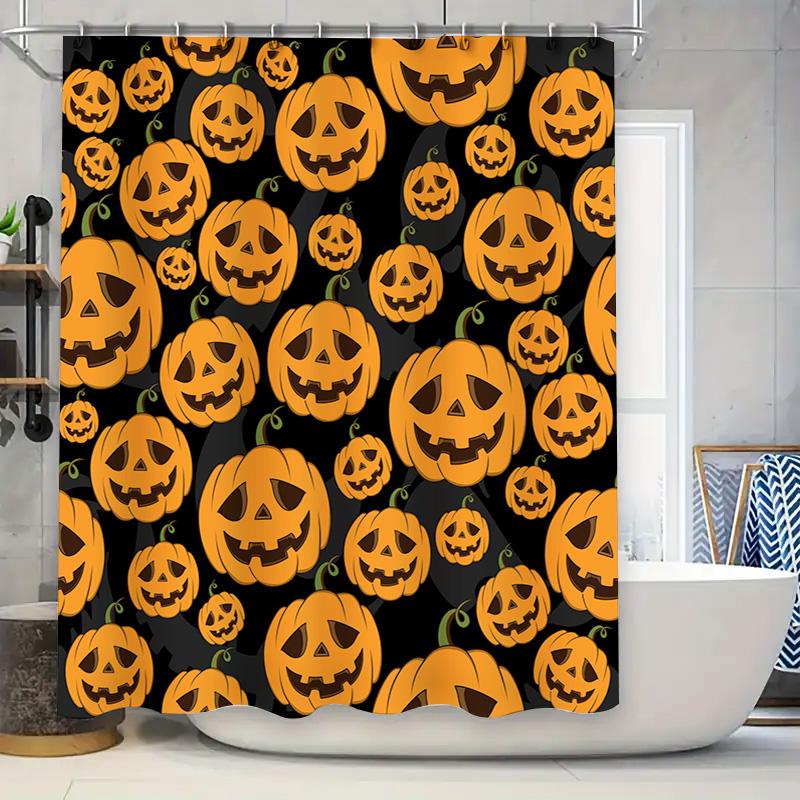 

Halloween Pumpkin Shower Curtain Decorative Waterproof Polyester Fabric Bathroom Wall Hanging Artistic Home Decor Soft Colorful 90x180cm