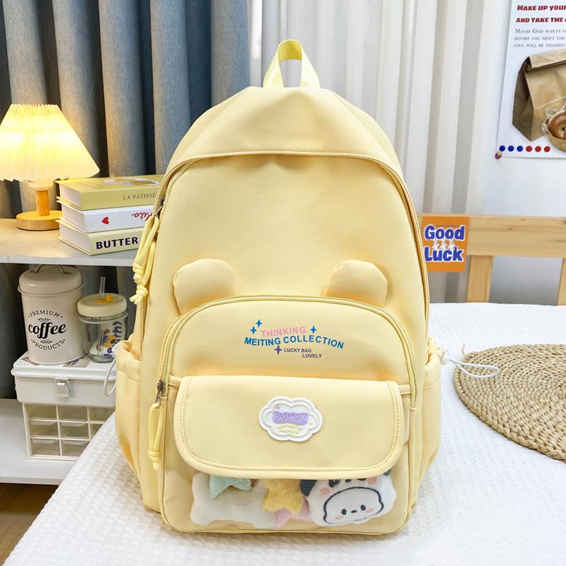 High-value ins wind school bag, junior high school girls, Japanese transparent pain bag, large-capacity backpack, student backpack.