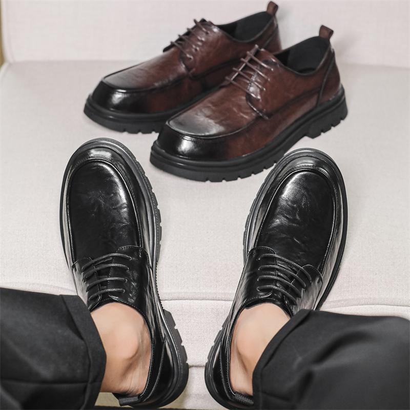 Non-slip Casual Man Business Affairs Comfortable Platform Oxford Shoes Lace-Up Men Walking Footwear Leisure Walk Driving Shoes