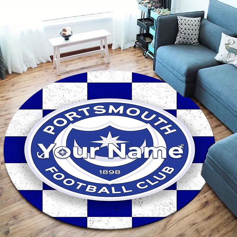 Nautical Crest Shield Custom Name Round Area Rug Carpet Rug For Living Room Bedroom Sofa Playroom Decor Nonslip Floor Mat