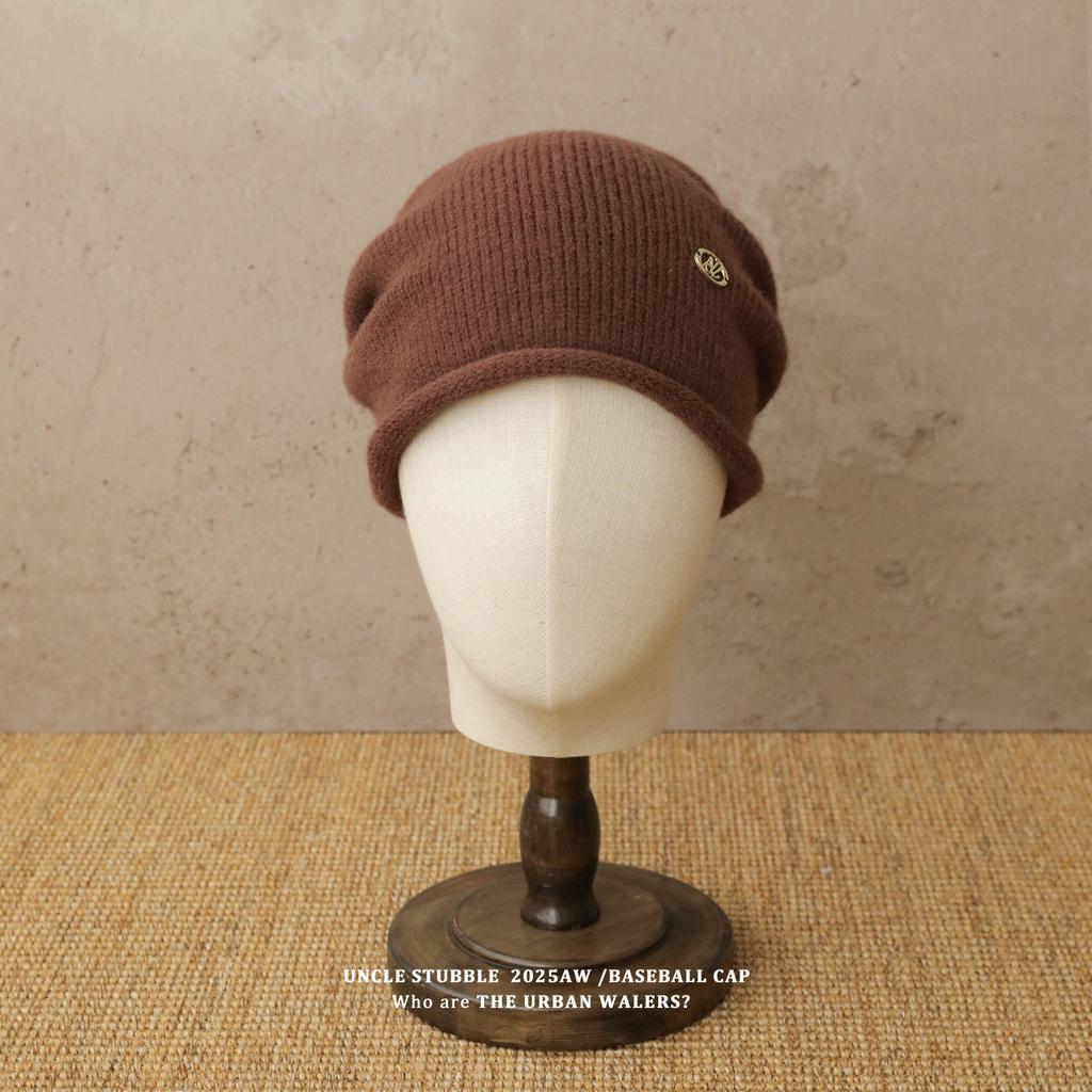 Warm Ear protecting and Cold Hats for Men and Women Fashionable and Versatile Knitted Pile Hats  Face Showing Small Curled Edge Woolen Hats