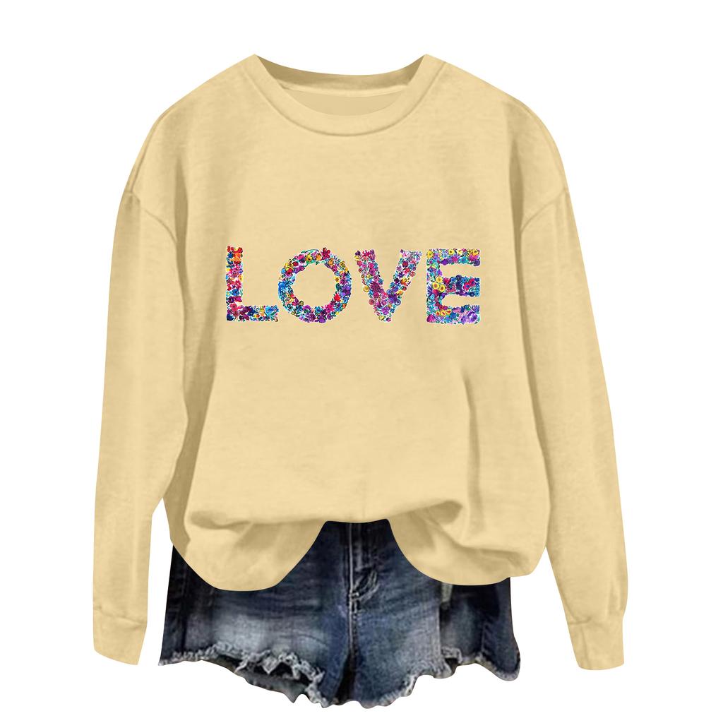 Damski modny sweter z długim rękawem, z nadrukiem, z okrągłym dekoltem