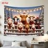1Pc Christmas Cows Santa Hats Tapestry Wall Hanging, Decorative Fabric Poster for Bedroom, Living Room, Dorm & Home Decor