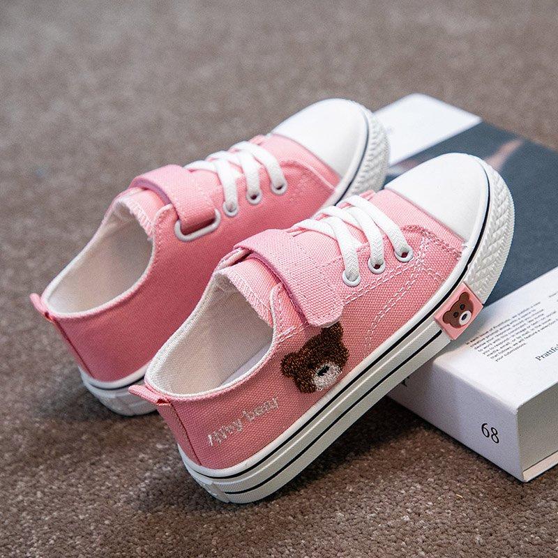 Children's Canvas Shoes New Spring and Autumn Boys' Soft Sole Sports Shoes Girls' Fashionable Big Kids' Velcro Sneakers