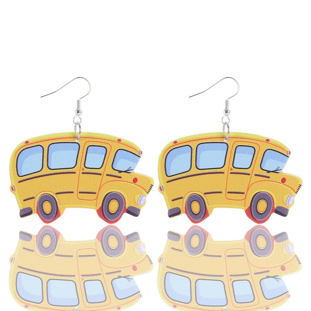 Teacher's Day Apple Pencil & Rocket Book Earrings with School Elements