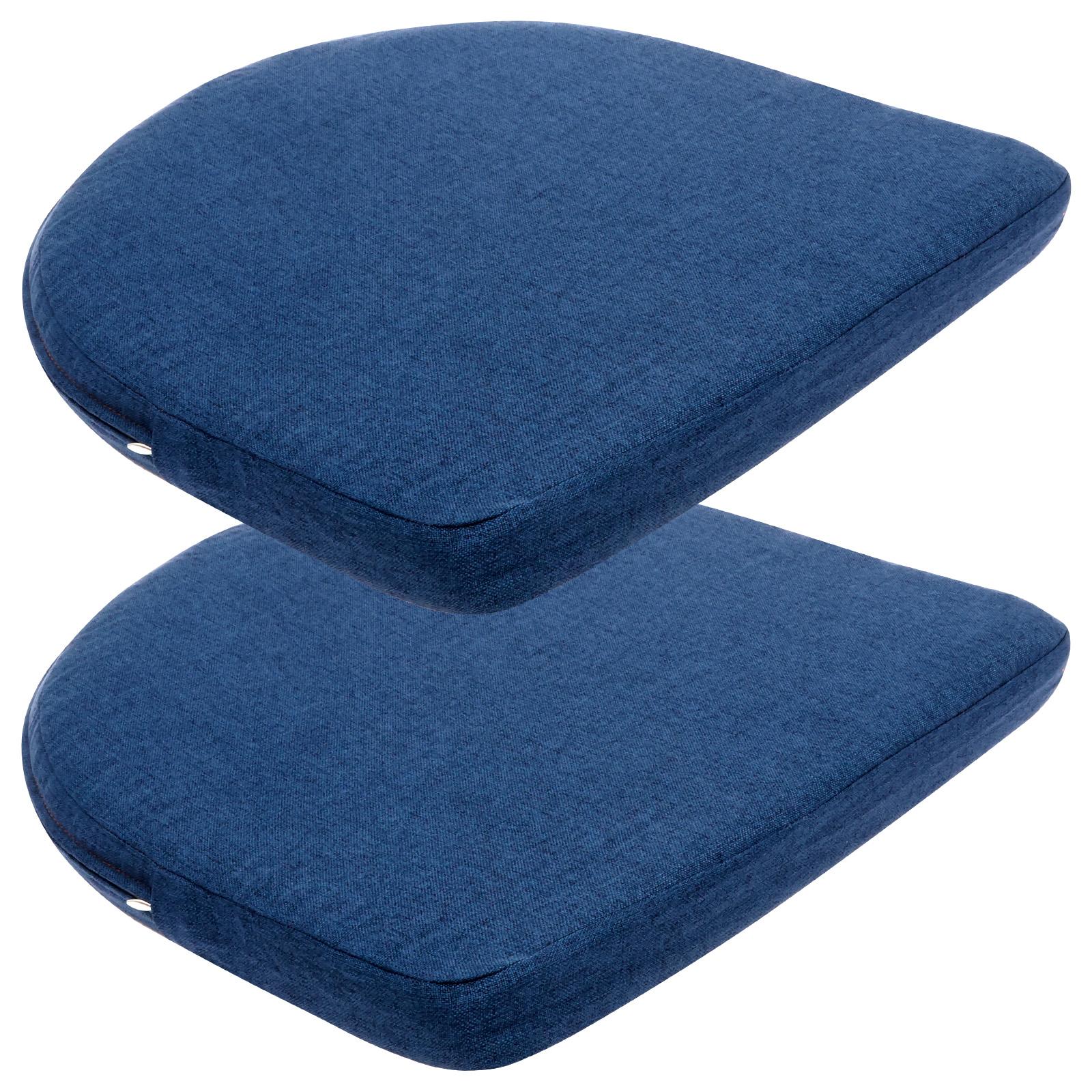 2Pcs Outdoor Chair Cushion Linen Waterproof Dining Chair Cushion with Removable Cover and Ties Soft Comfortable Patio Seat Pad