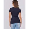 Women European Casual Slim Fit Ribbed Crew Neck Short Sleeve T Shirt