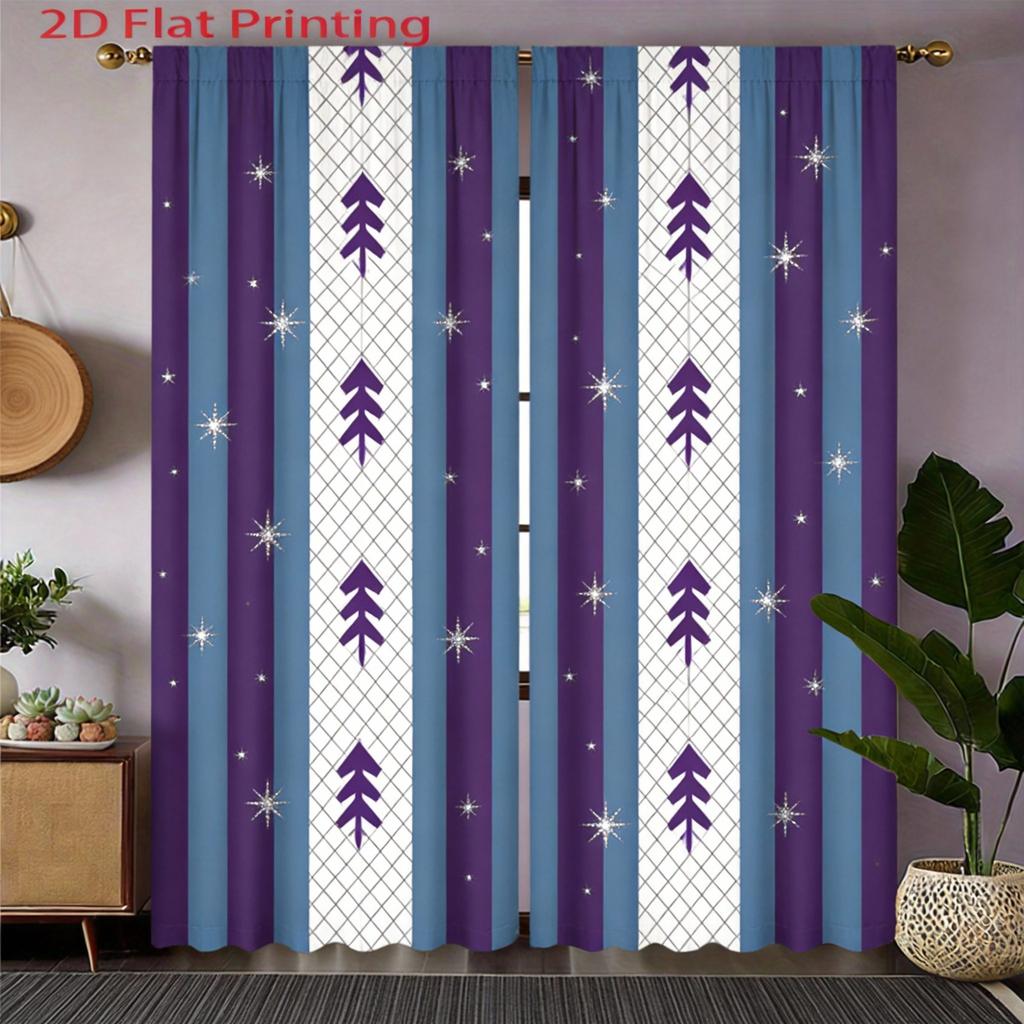 Tribal Geometric Curtains 2pcs – Aztec Inspired Blue Orange Pattern, Bohemian Ethnic Decor for Living Room and Bedroom