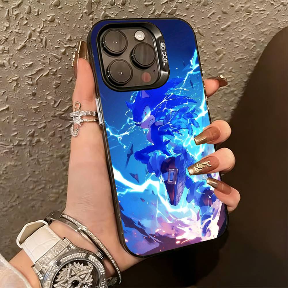 S-Sonic & K-Knuckles Phone Case For iPhone 17,16,15,14,13,12,11 Plus,Pro Max,XS,Colorful Silver Black Cover