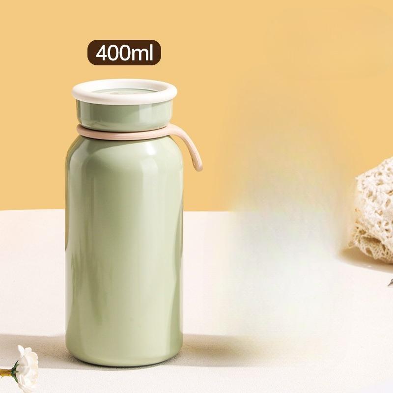 

400ML Cute Japanese Milk Bottle Outdoor Thermos Portable Thermal Mug Tumbler Vacuum Flasks Cold and Hot Sports Water Bottle 400ml зелений