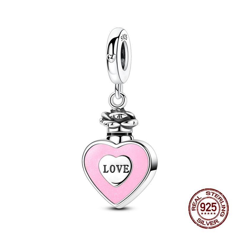 New Copper Charms Beads Pendant Pink Bouquet Love Wedding Proposal Charm For Women Bracelet Engagement Jewelry Gift