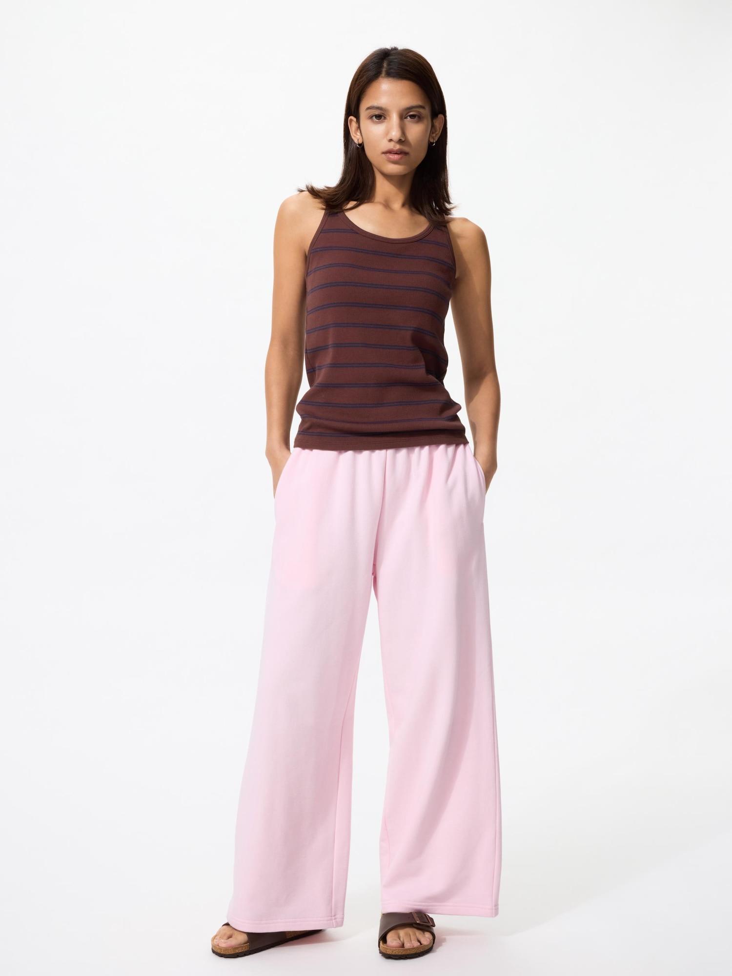 Uniqlo Япония Толстовка Широкие Брюки Короткая Длина 10 PINK/L