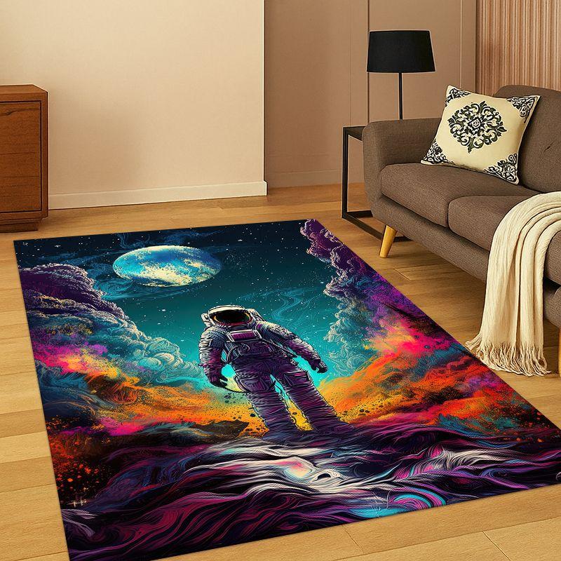 Cartoon Astronaut Universe Spaceman Outer Space Carpet Rug for Bedroom Living Room Sofa Playroom Doormat Home Decor,kid Non-slip