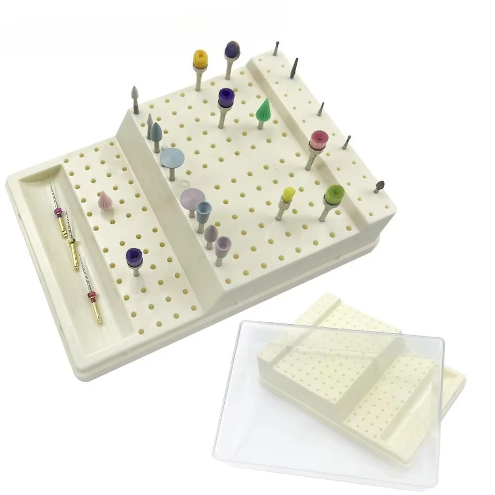 168 děr Plastikový box na zubní vrtačky Sterilizační pouzdro Držák pro zubní laboratoř Nástroje Vrták Diamantový Stojan Blok