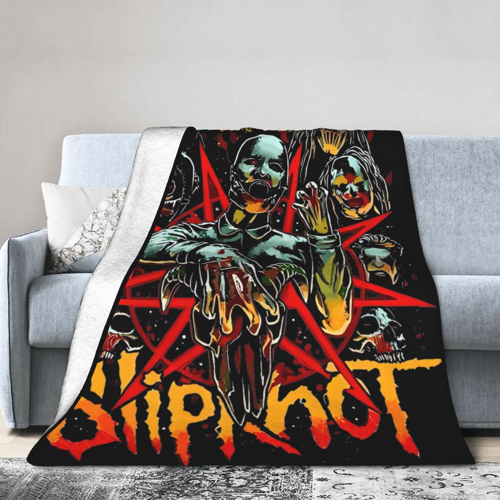 Custom S-Slipknoted Flannel Blankets Heavy Mental Band  Throw Blanket For Bed Sofa Couch 125*100Cm Quilt