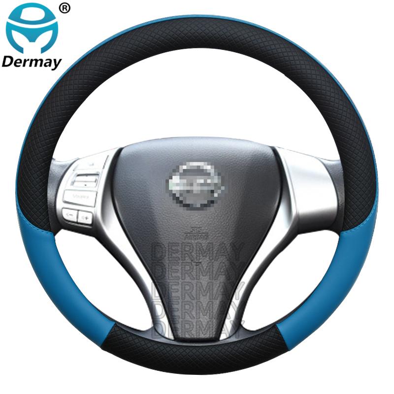100% DERMAY Brand Leather Sport Car Steering Wheel Cover for Nissan Tiida 2004~ Auto Accessories