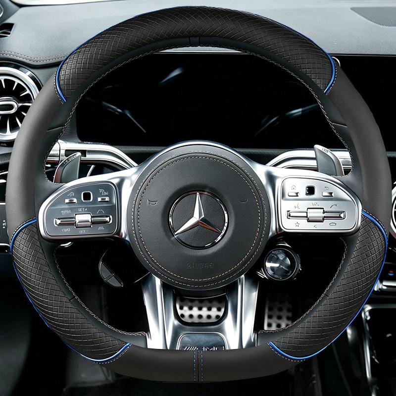 Coprivolante Auto Cucito a Mano con Segno Rosso per Mercedes Benz AMG CLA CLS GLB GLE W177 W167 R190 W205 W222 Interni Auto in Camoscio