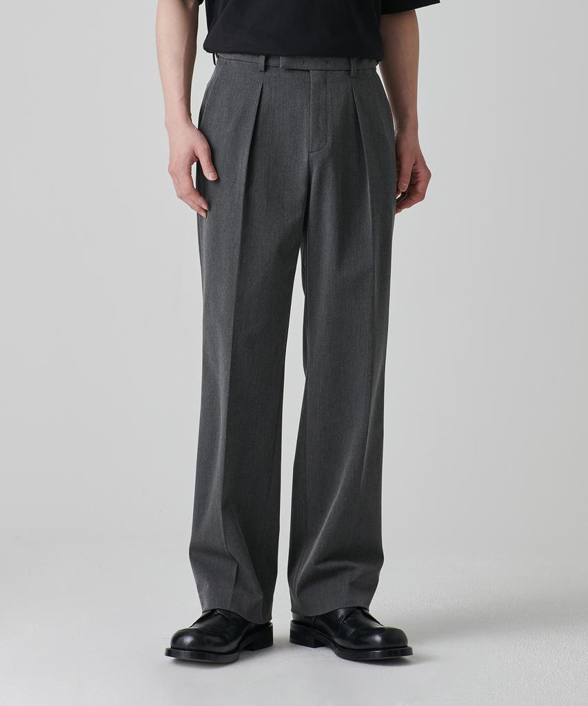 Musinsa Standard Reverse One-Pleat Wide Hidden Banding Slacks [Medium Gray]