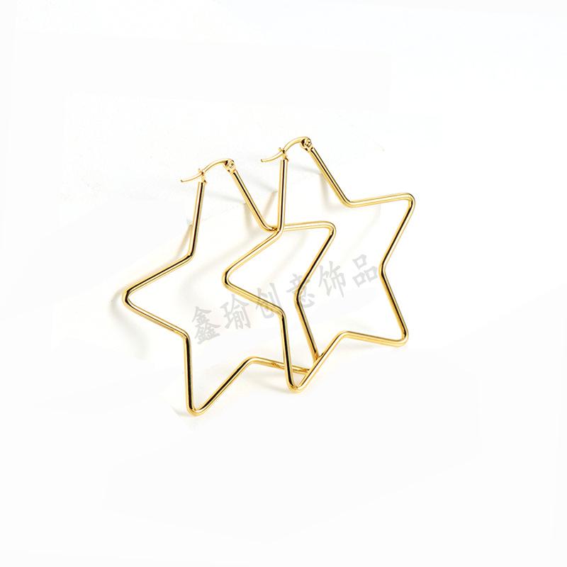 Three-Piece Large Stainless Steel Star Wire Earrings Set