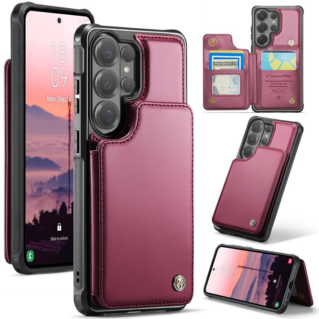 CaseMe Premium PU Leather Case For Samsung Galaxy S26+ S25 S24 S23 S22 S21 S20 Plus Ultra FE Card Wallet Holder Phone Back Cover Protector Skins