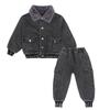 Girl's Clothing Set Girls Thickening Denim Sets Fashion Two-piece Suits Denim Jacket and Pant 2pcs Suit Plue Velvet
