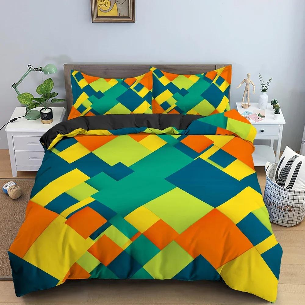 

3D Printed Colorful Geometry Duvet Cover Bedding Set Luxury Quilt Covers With Pillowcase King Queen Twin Size 70x133cm 2pcs