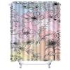Pastel Floral Sketch Design Waterproof Shower Curtain Heat Resistant Machine Washable Non-Transparent 180x180cm