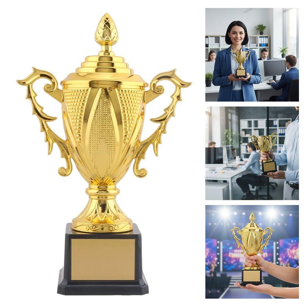 Goldfarbene Metalltrophäe Große Größe Individuell Gestaltbar Champion-Trophäe Kinderspielzeug Bastelspielzeug Pokal Wettbewerb Fußball