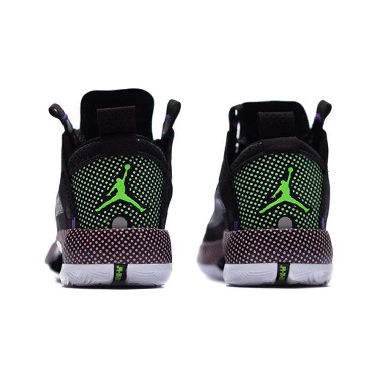 Jordan Scarpe da Basket Air Jordan 34 GS 'Halftone Dots' Ammortizzazione Resistenti all'Abrasione Mid-top Grigio Verde Unisex BQ3384-013