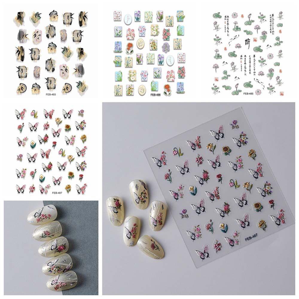 

Butterfly Nail Decals Chinese Style Nail Accessories Colorful Manicure Nail Salon