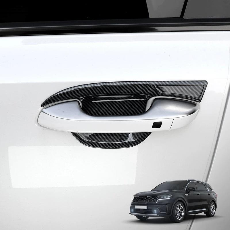 Car Door Handle Bowl Cover For Kia Sorento MQ4 -2026 Carbon Fiber Chrome Trim Sticker Styling Accessories