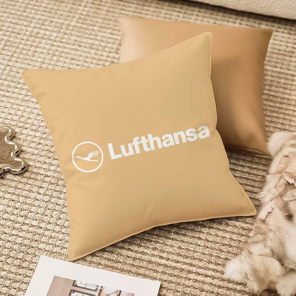 Flight Commemoration L-Lufthansa-T Airlines Pillow Case Comfort Sofa Bed Silky Elegant Invisible Zipper Decorative Cushion Cover