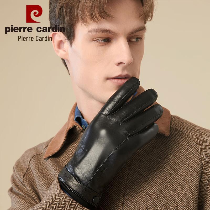 Pierre Cardin Men's Plush-Lined Goatskin Touchscreen Gloves