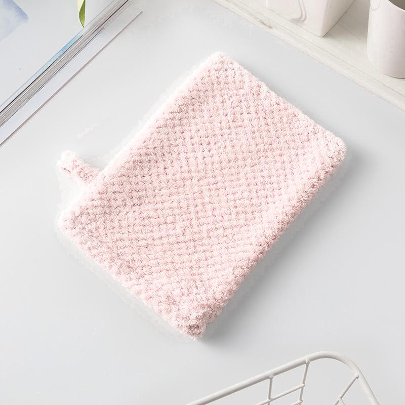 Coral Fleece Gloves Rag Kitchen Special Cleaning Kitchen Maintenance Bath Towel Car Gloves Non-linting Hangable Cloth Dish Cloth