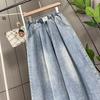 Plus Size High Waist Denim Pants Women Summer Trousers Wide Leg Loose Elastic Waist Jeans